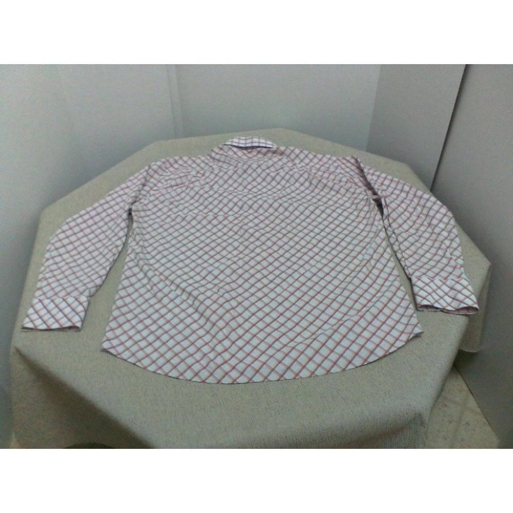 J Ferrar Men's Shirt Long/S Dress Diamond Check Red/Brown/Orange/Tan Siz… - Picture 14 of 16